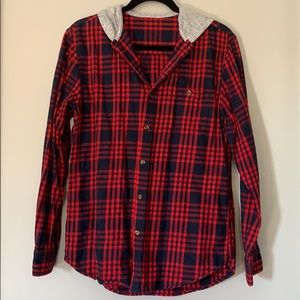 Flannel Hoodie M EUC
